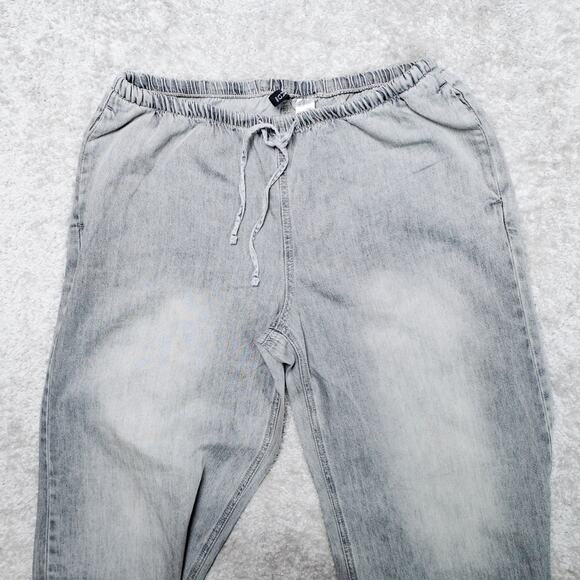H&M Gray Wash Wide Leg Pull On Denim Jeans Pants Ankle Length Womens Size M - Picture 10 of 15